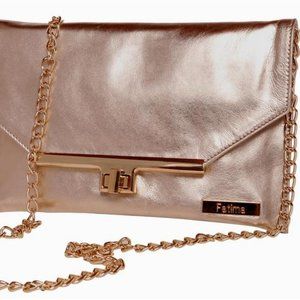 Inna Gold Clutch Shoulder Evening Italian Bag